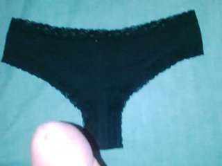 Cum on used black panties